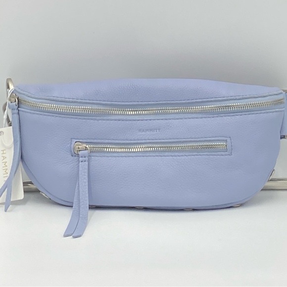 Hammitt Charles Medium Leather Belt Bag Fanny Pack Periwinkle Haze & Sil… - Picture 8 of 12